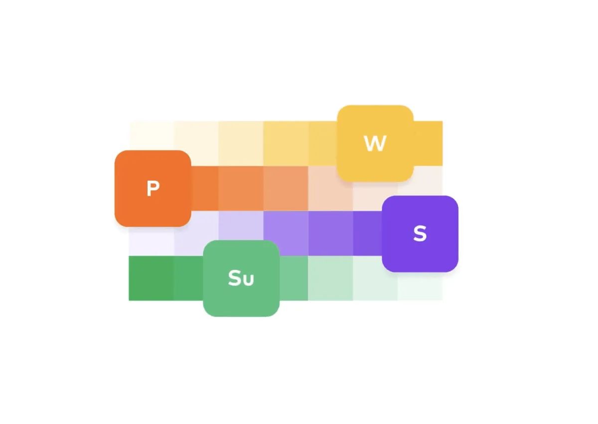 Colour token ramps: primary, warning, secondary, success