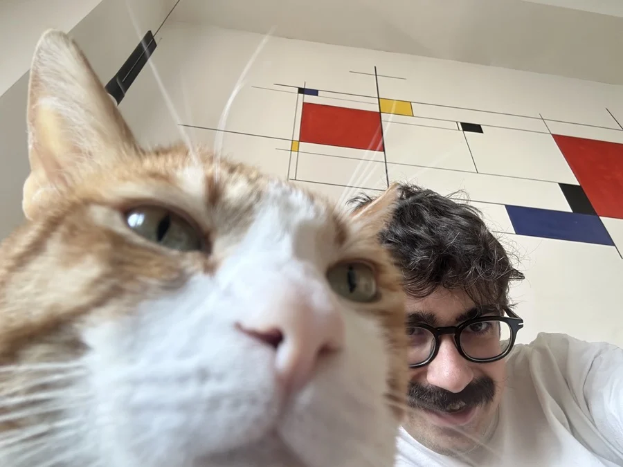 Me and the cat, photobombing each other